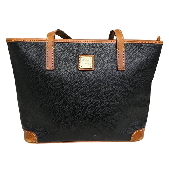 Dooney & Bourke Charleston Shopper Pebble Grain Leather Tote Black Tan - Picture 1 of 15